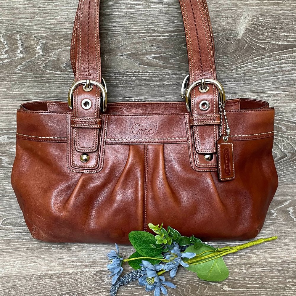 COACH Soho Pleated Brown Leather Shoulder Bag